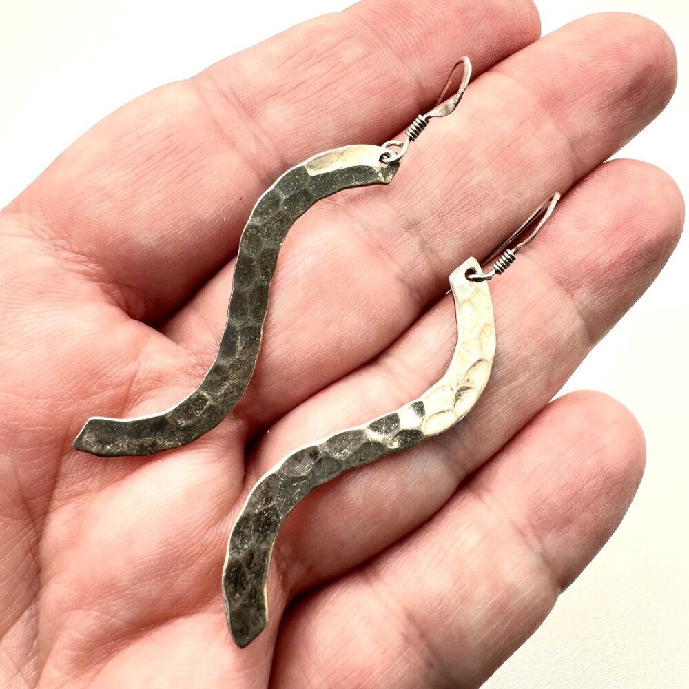 Boho Chic Womens Earrings 925 Sterling Silver Hammered Pierced Chandelier